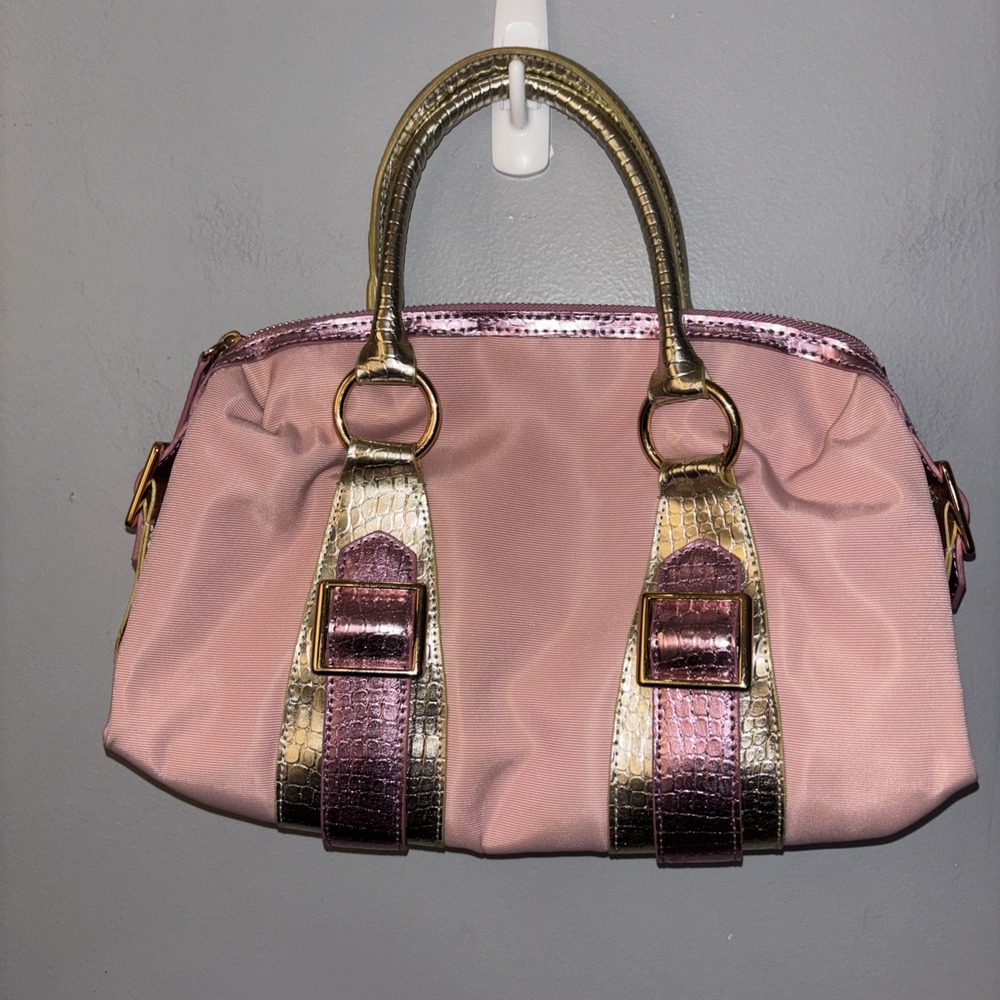BCBG Paris Pink And Gold Handbag Pretty‎ In Pink Y2K Glam Artsy Maximalist